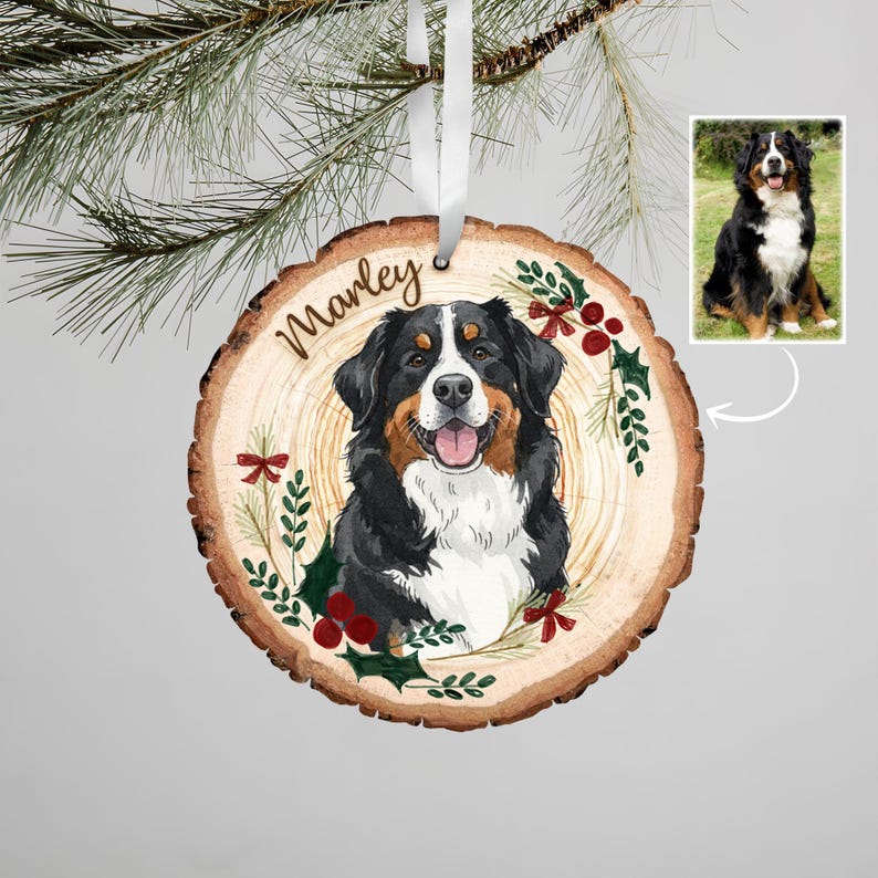 Personalised Dog Christmas Ornament Custom Pet Portrait Glass Ornament Dog Lover Gift