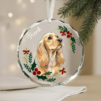 Custom Pet Portrait Glass Ornament Personalised Dog Christmas Ornament
