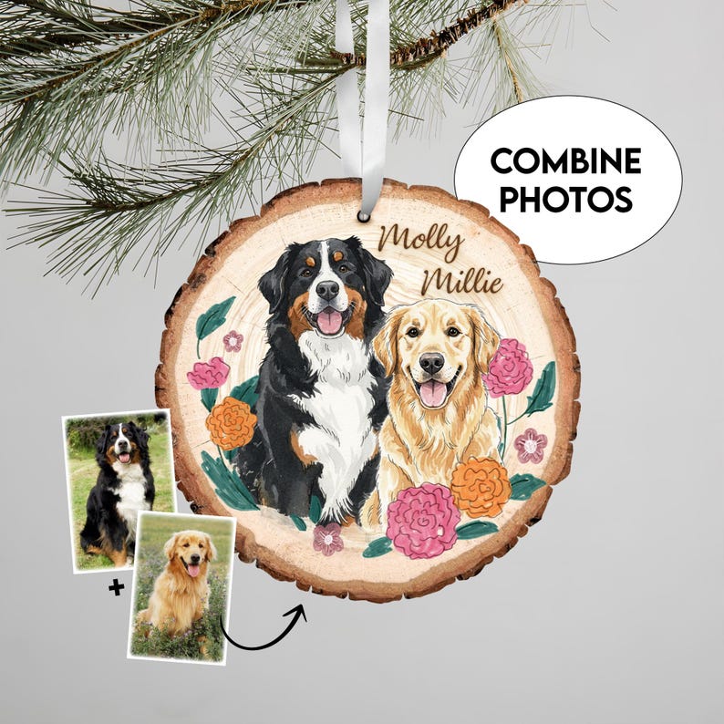Custom Pet Portrait Glass Ornament Custom Photo Ornament Hand Painted Pet Portraits