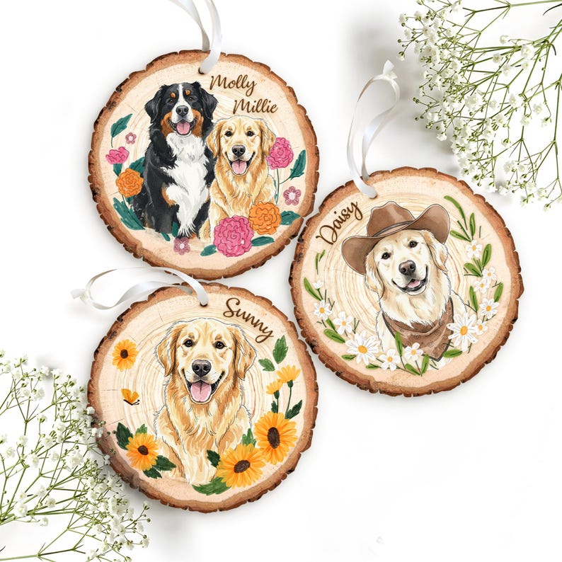 Hand Painted Pet Portraits Custom Hand Painted Christmas Ornaments Pet Lover Gift