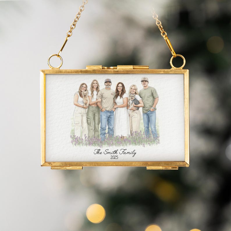 This custom photo frame ornament is a Personalized Watercolor Portrait Frame Ornament, a unique personalized family ornament for the tree.