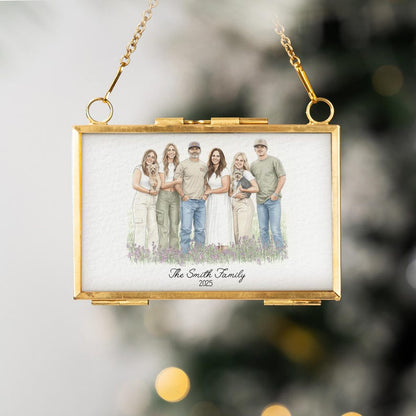 This custom photo frame ornament is a Personalized Watercolor Portrait Frame Ornament, a unique personalized family ornament for the tree.