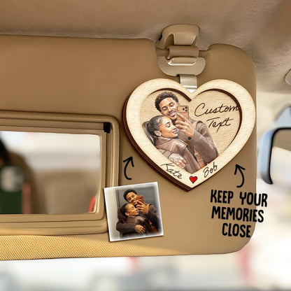 Personalized Watercolor Portrait Wooden Car Visor Clip