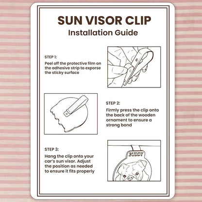 Personalized Watercolor Portrait Wooden Car Visor Clip