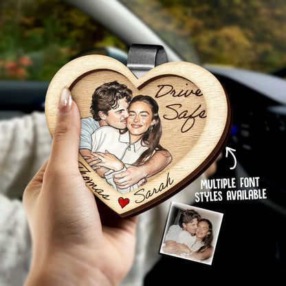 Personalized Watercolor Portrait Wooden Car Visor Clip