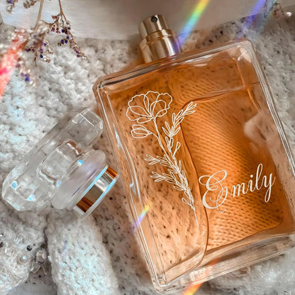 Unique Personalized Wedding Flower Glass Perfume Bottle ideal as maid of honor gifts and bridesmaid gifts  