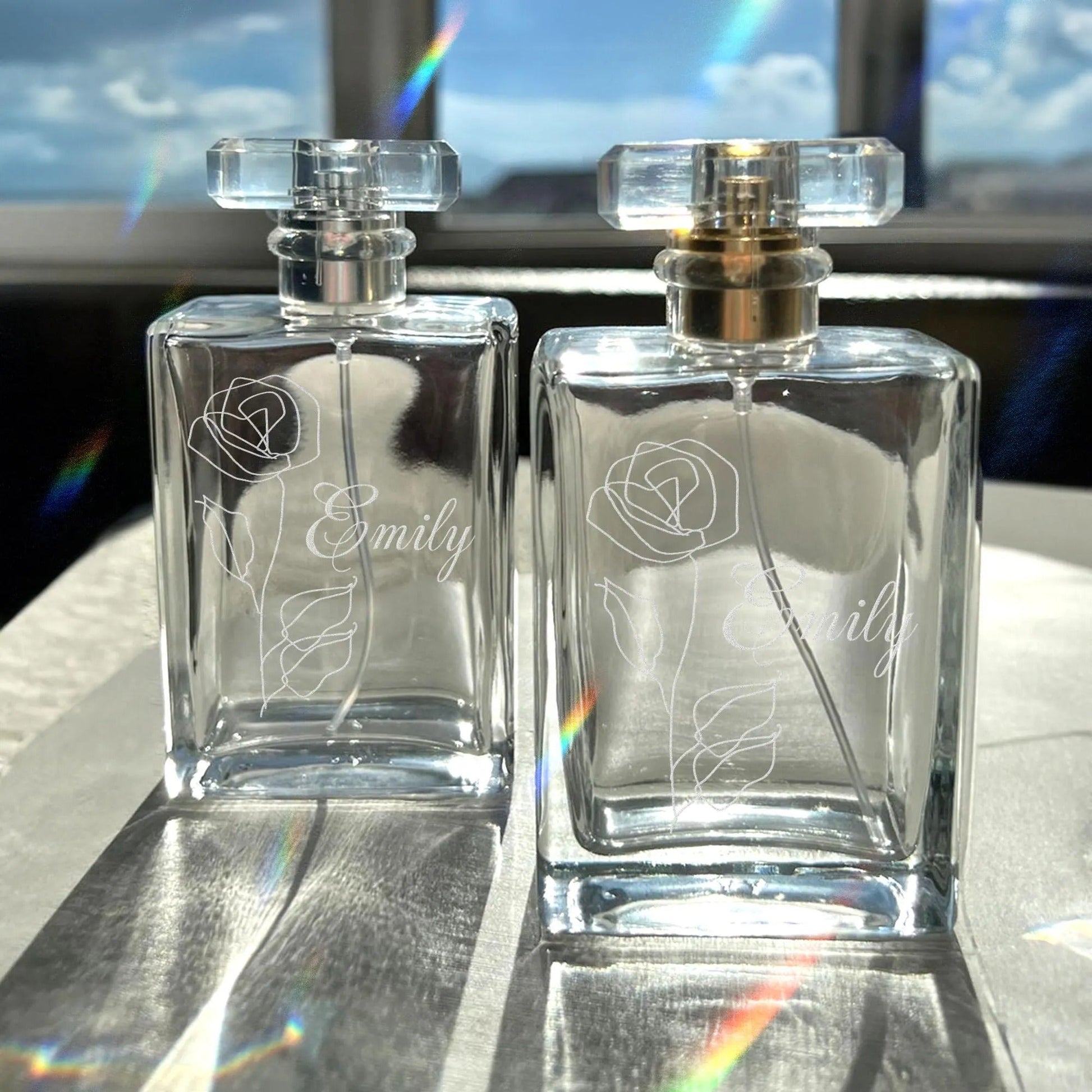 Meaningful Personalized Wedding Flower Glass Perfume Bottle perfect as maid of honor gifts and special wedding keepsake  