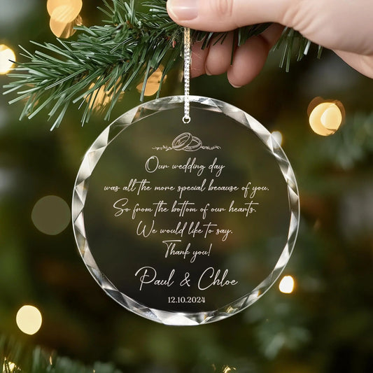 Personalized Wedding Officiant Glass Ornament as a meaningful officiant gift for the ceremony  