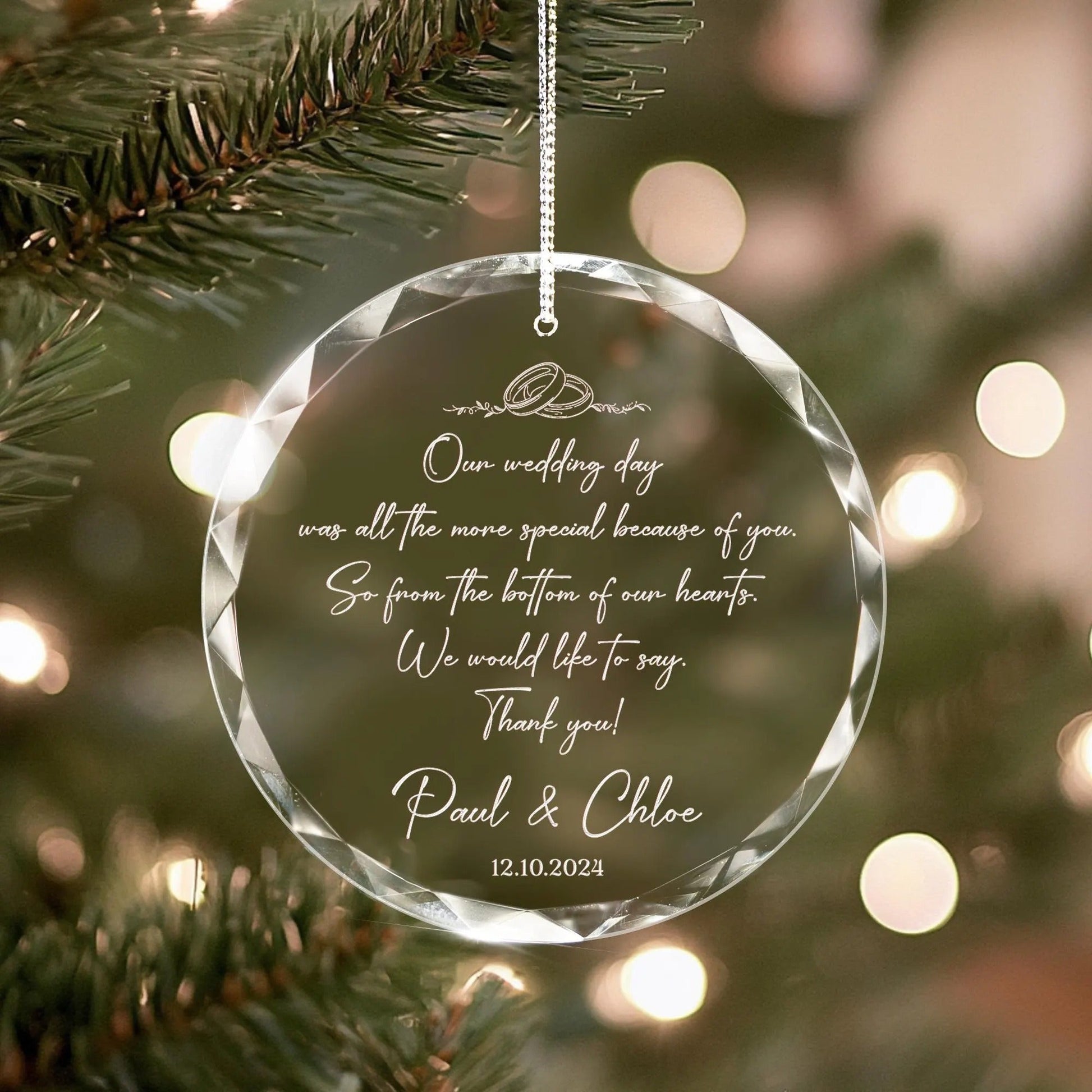 Personalized wedding Christmas ornaments perfect for thanking your wedding officiant  