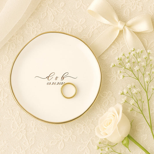 Personalized Wedding Ring Dish for Couple as a timeless wedding ring dish with custom names  
