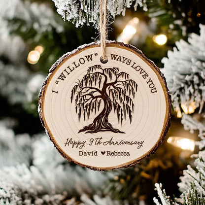 A romantic couple ornament, this Personalized Willow Tree Anniversary Wooden Ornament is a beautiful way to commemorate a willow anniversary.