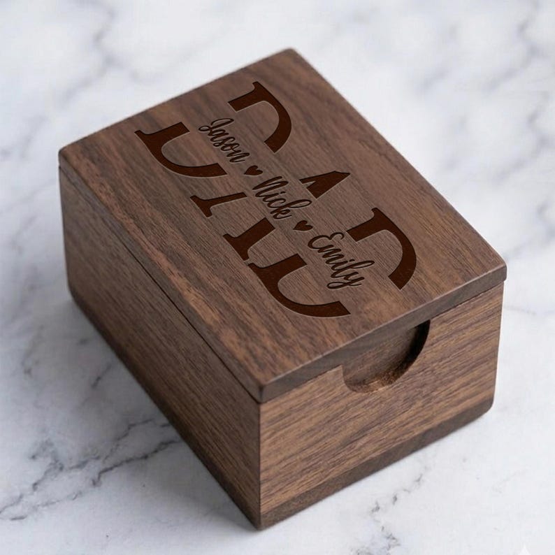 Engraved Father's Day gifts like this pull out photo album box, a sentimental family photo gift for your husband.