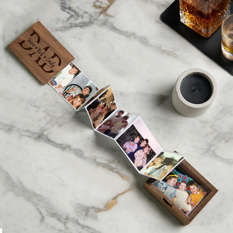 Father picture frame box with personalized photo gifts for dad, perfect for storing precious family portrait gifts.
