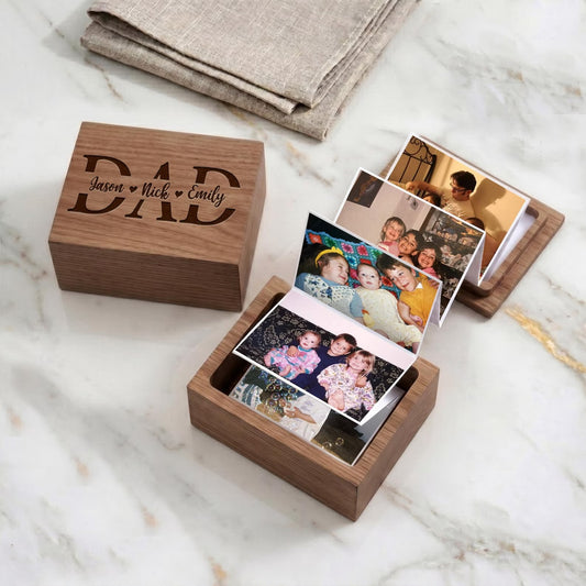 Fathers day picture frame alternative, featuring a personalized photo box and photo gifts for Father's Day 2026.