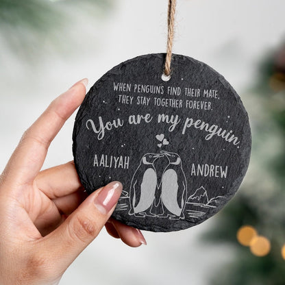 The perfect penguin anniversary gift, this Personalized 'You Are My Penguin' Stone Ornament is a lasting anniversary ornament.