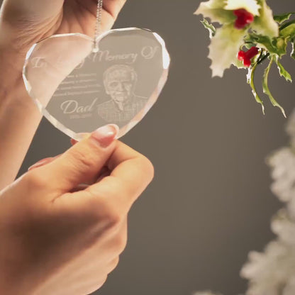 Personalized Photo Memorial Heart Glass Ornament