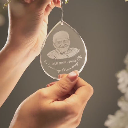 Personalized Photo Memorial Teardrop Glass Ornament
