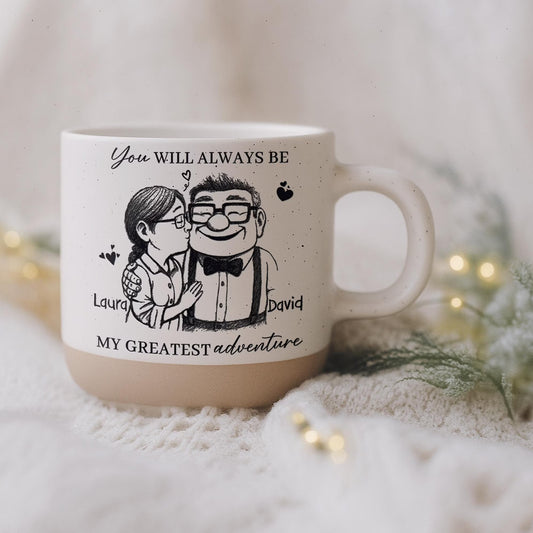 You're My Greatest Adventure Custom Clay Mugs as personalized pottery mugs for couples